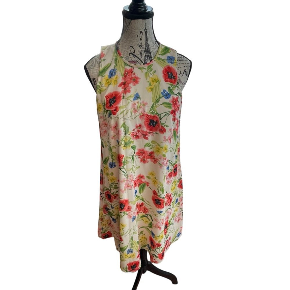 Calvin Klein Floral Dress with Red and Green Accents